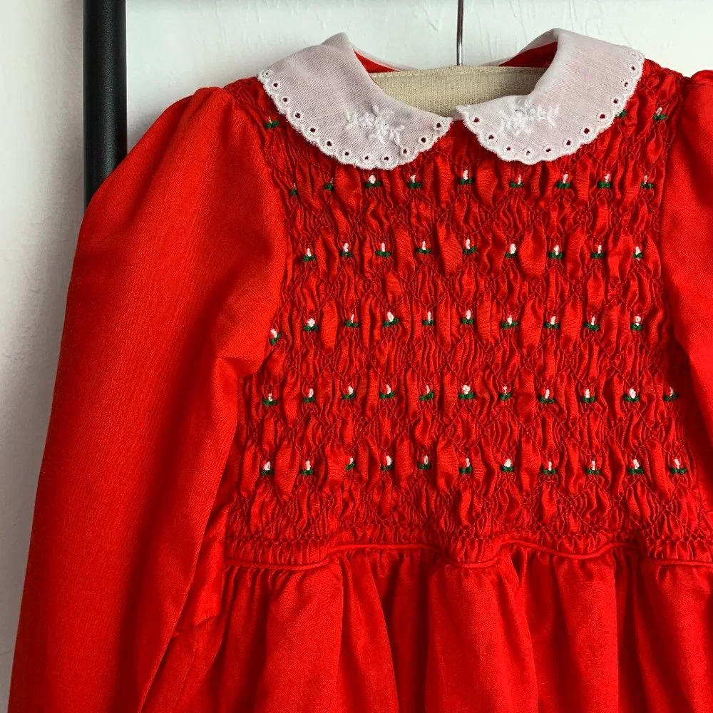 Vintage Walt Disney Winnie The Pooh Red Cotton Blend Dress Girl size 6